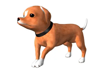 Cute Dog CHaracter RIgged and Animated Low-poly 3D model
