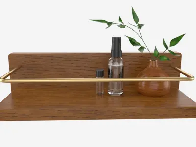 Wood American Style Bathroom Shelf 3D model