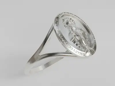miraculous medal ring 3D print model