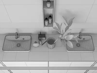 Bathroom furniture set Gold 3D model