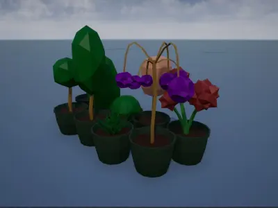 Lowpoly pot plants  Low-poly 3D model