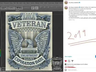 logo veteran 3d model 3D print model