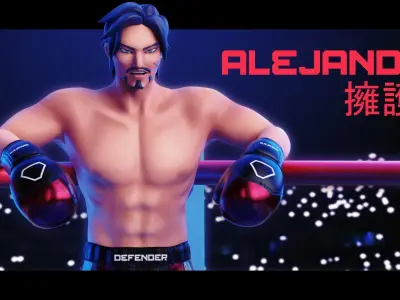 Low Poly Boxer - MMA Fighter - Alejandro Low-poly 3D model