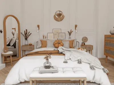 Autumn Bedroom Blender Scene 3D model