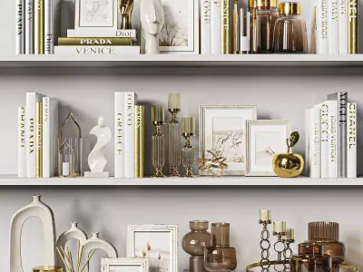 Decorative Set 37 White and gold books 3D model