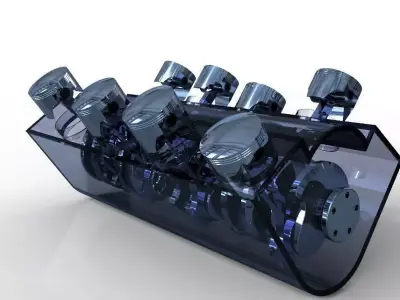 8 Cylinder Crank Shaft  Assembly V2 3D model