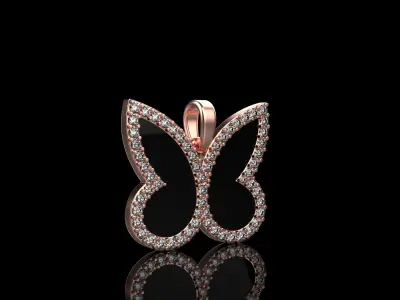 Enamel butterfly pendant with gems  model  1005 3D print model