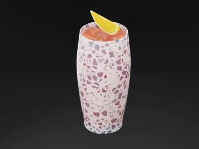 Red Lemon Cocktail Low-poly 3D model