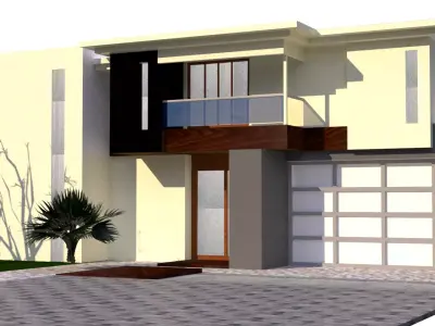 3d house modern with two stories and garage 3D model