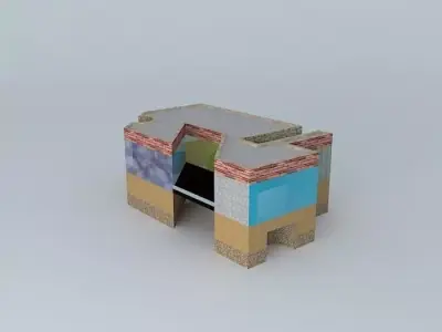 Tunnel 2 coffee table made of wood and concrete 3D model