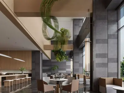 Modern reception lobby 3D model 2
