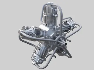 5-cylinder radial steam engine 3D model