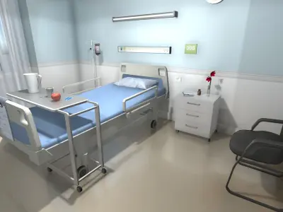 Hospital Room Low-poly 3D model