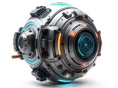 Futuristic Spherical Device Model Pack Low-poly 3D model