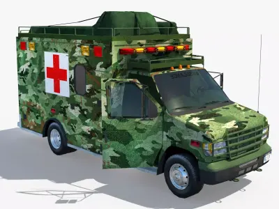 Military Ambulance Truck  Low-poly 3D model