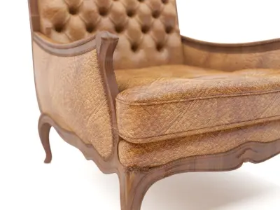 Traditional Style Leather Carved Chair 3d Model 3D model
