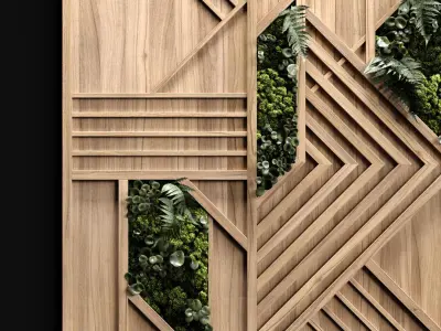 Wooden panels and vertical garden 3 3D model