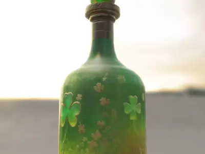 Emerald Clover Bottle Low-poly 3D model