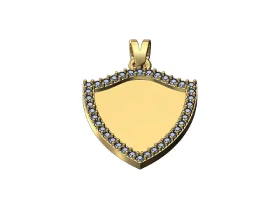 Diamond shield memory pendant with bail 3D print model