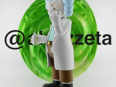 Kaws Rick Sanchez x Morty Smith Middle Finger Textured Low-poly 3D model
