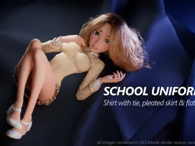 Anika Modular School Girl for Unreal Low-poly 3D model