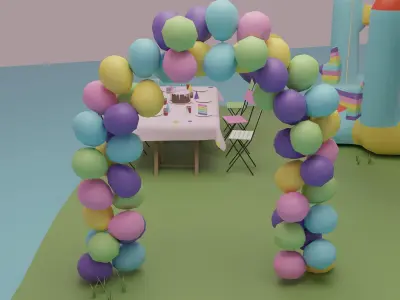 Birthday party Low-poly 3D model