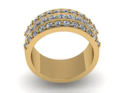 Three Row Man Diamond Ring 3D model