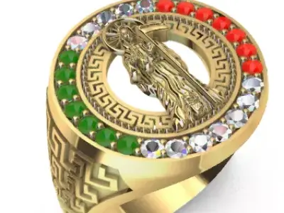 Gents Rings Holy Death Ring 3DM STL Mens Rings Santa Muerte 3D print model