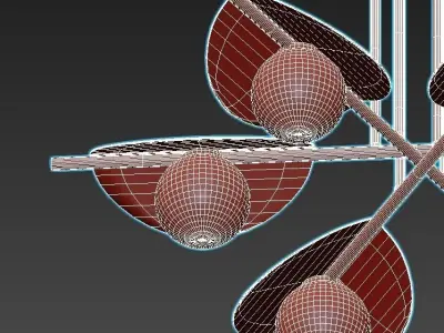 Kernel-2366-6P modern brass chandelier with six glass balls 3D model