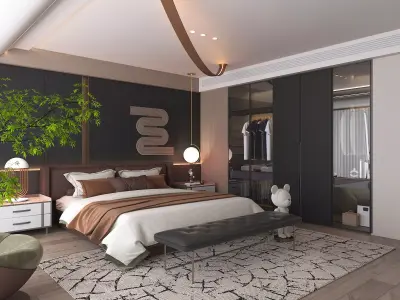 Modern Bedroom Scene 30 3D model