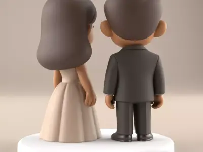 Cute Wedding Couple STL Model 3D print model