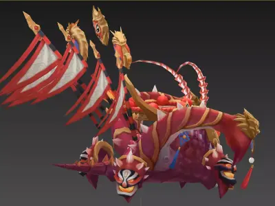 Peking Opera Face Mount Low-poly 3D model