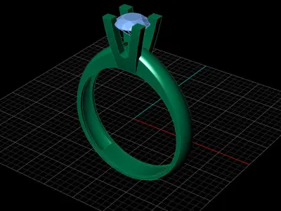 STL 3DM Print Ready Women Diamond Ring Lightweight Printable  3D print model 122