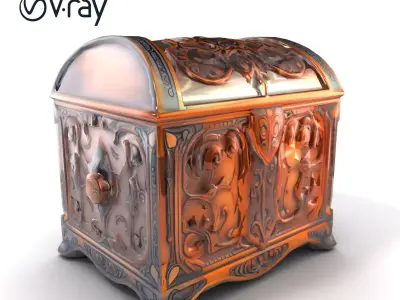 Enchanted Carved Treasure Chest model pack Low-poly 3D model