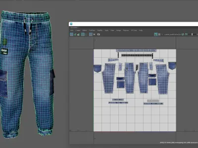 Kids Denim Jeans Pant Low-poly PBR game AR VR Low-poly 3D model