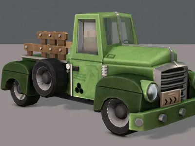 Pickup truck cartoon Low-poly 3D model