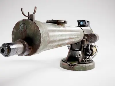 Machinegun  post-apocalypse turret Maxim  da1 rf1 Low-poly 3D model