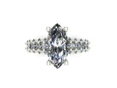 Engagement Ring With Marquise Diamond 3D model