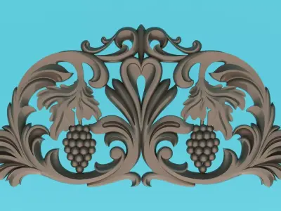 Carved grapevine and carved decor around 3D Molding  Low-poly 3D model
