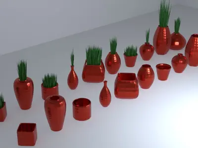 Hammered Copper Pots Collection Low-poly 3D model