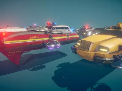 12 Fly Cars Pack Low-poly 3D model