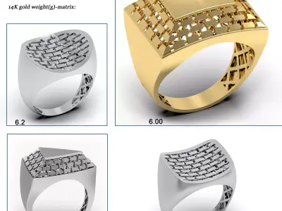 Brick Pattern Gold Ring Set 3D Printable Jewelry 3D print model