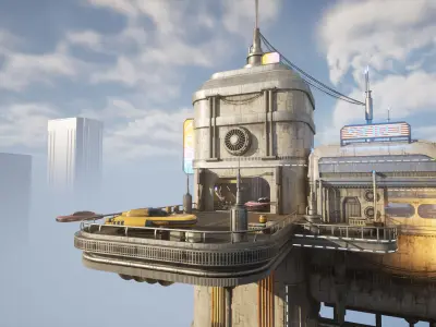 Science Fiction Flying Cantina - Unreal Engine  Low-poly 3D model
