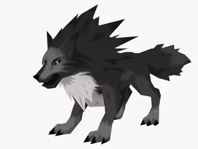 3D Anime Wolf Low-poly 3D model