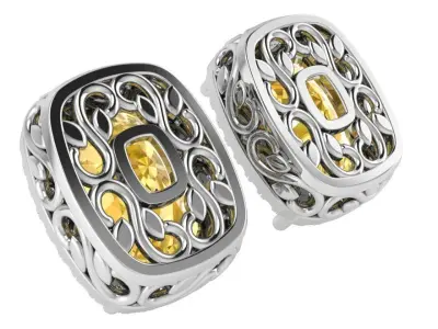 Cushion Halo Earring 1593 3D print model