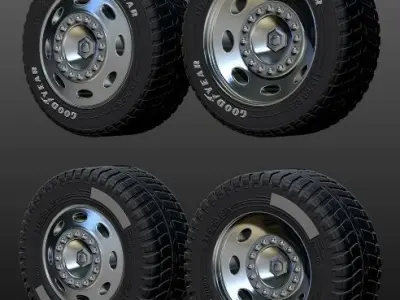 truck rim tires STL file two versions Goodyear and Michelin 3D print model
