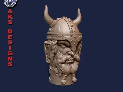 Ancient viking warrior v1 Penholder and flowerpot 3D print model