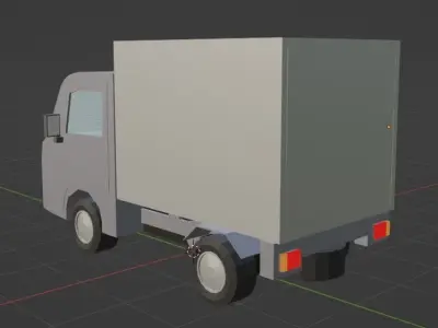 Low-poly 3D model Light truck crane vehicle Power gate vehicle  Low-poly 3D model
