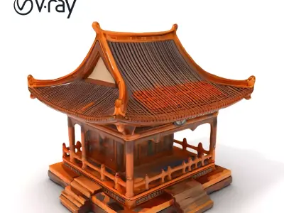 Traditional Japanese Temple D Model Pack Low-poly 3D model