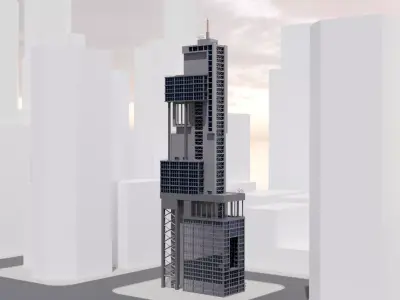 Modernist Style Skyscraper 3D model